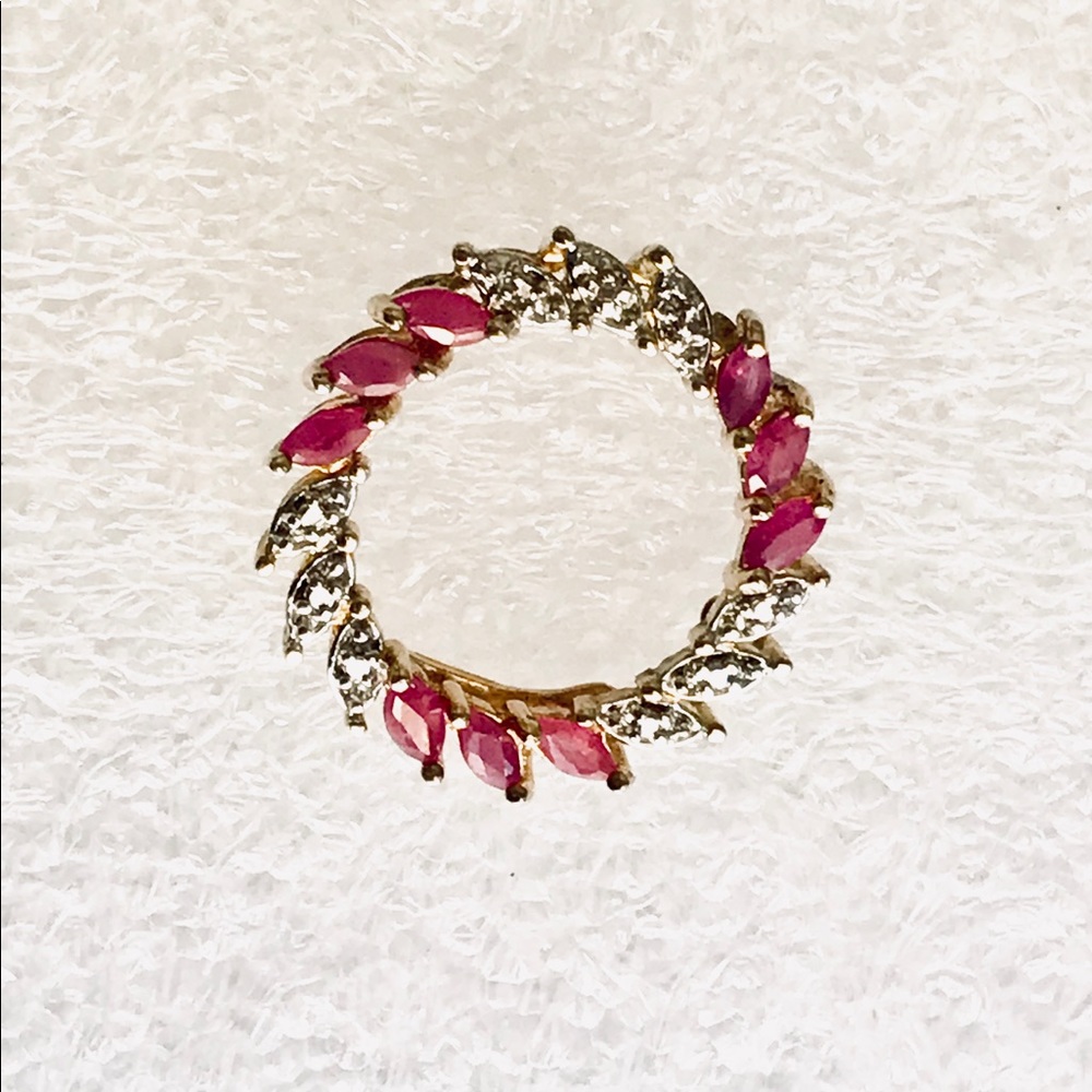 Gold Sterling Ruby Circle Pendant
